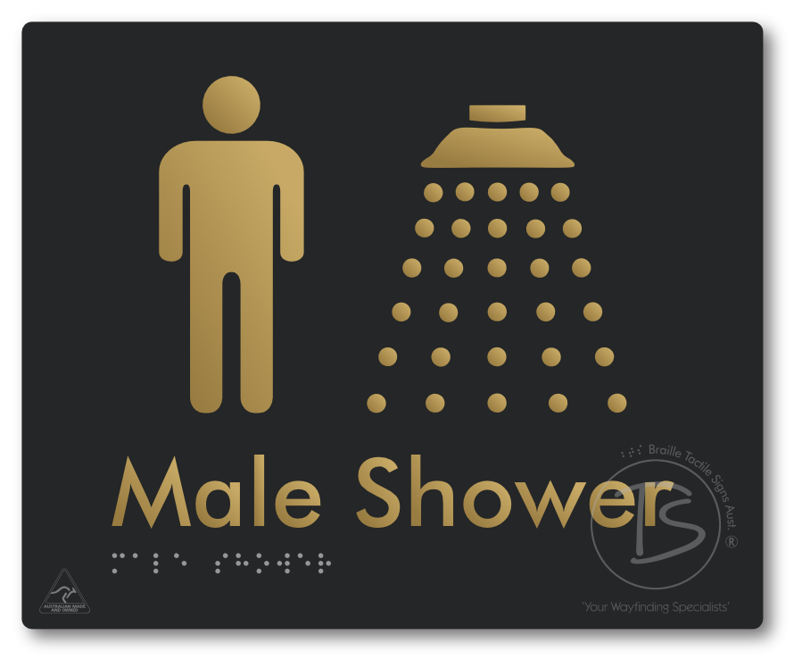 Male Shower - Braille Tactile Signs Aust.