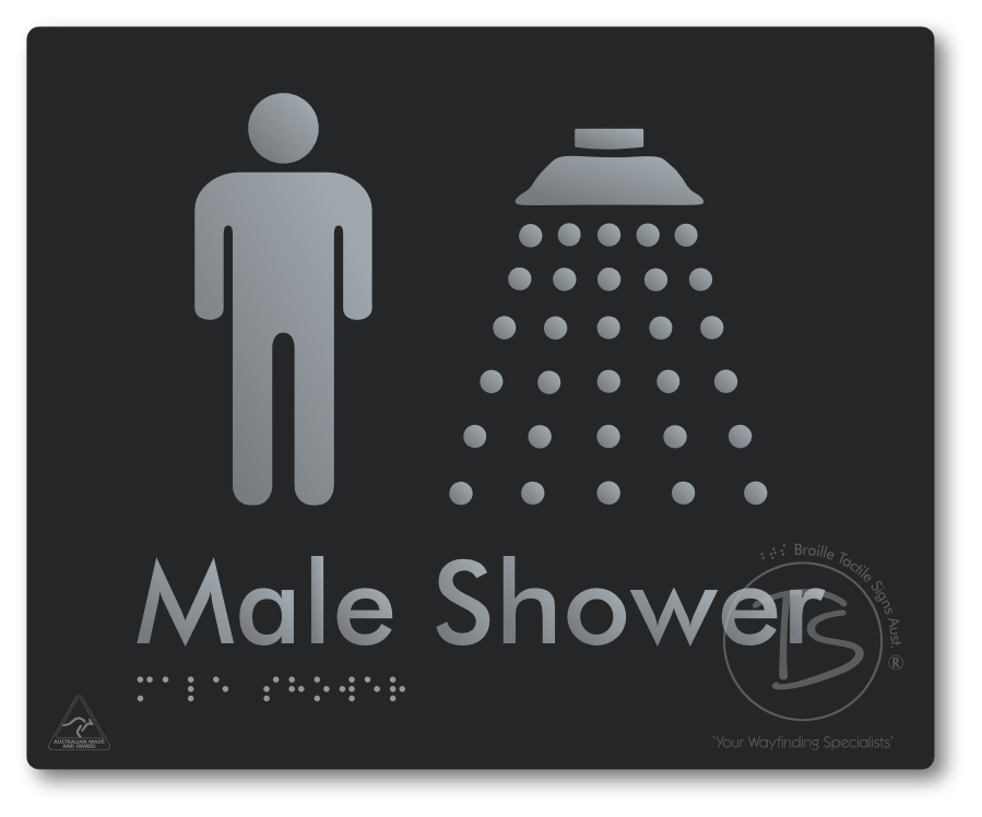 Male Shower - Braille Tactile Signs Aust.