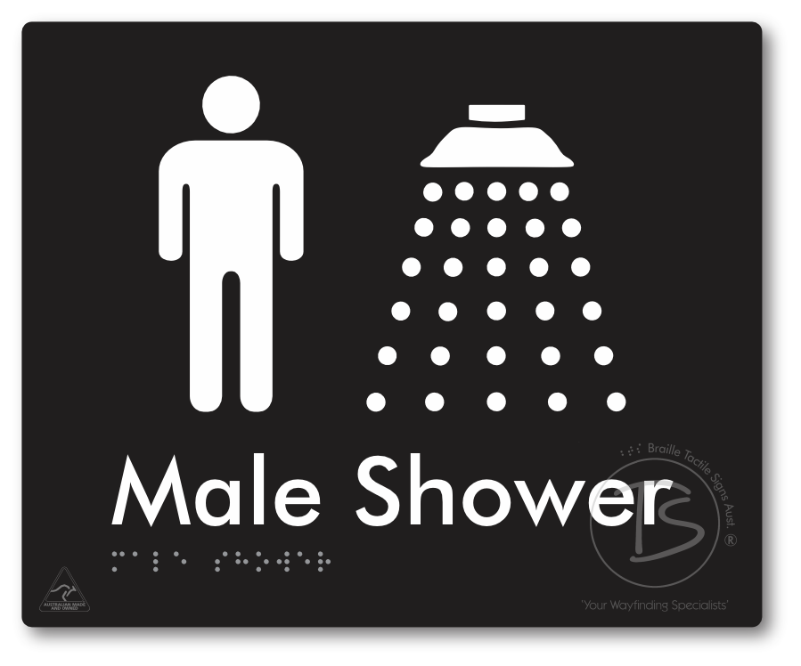 Male Shower - Braille Tactile Signs Aust.