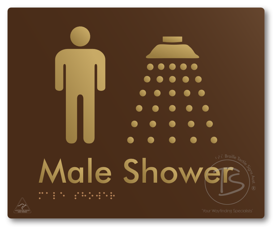 Male Shower - Braille Tactile Signs Aust.