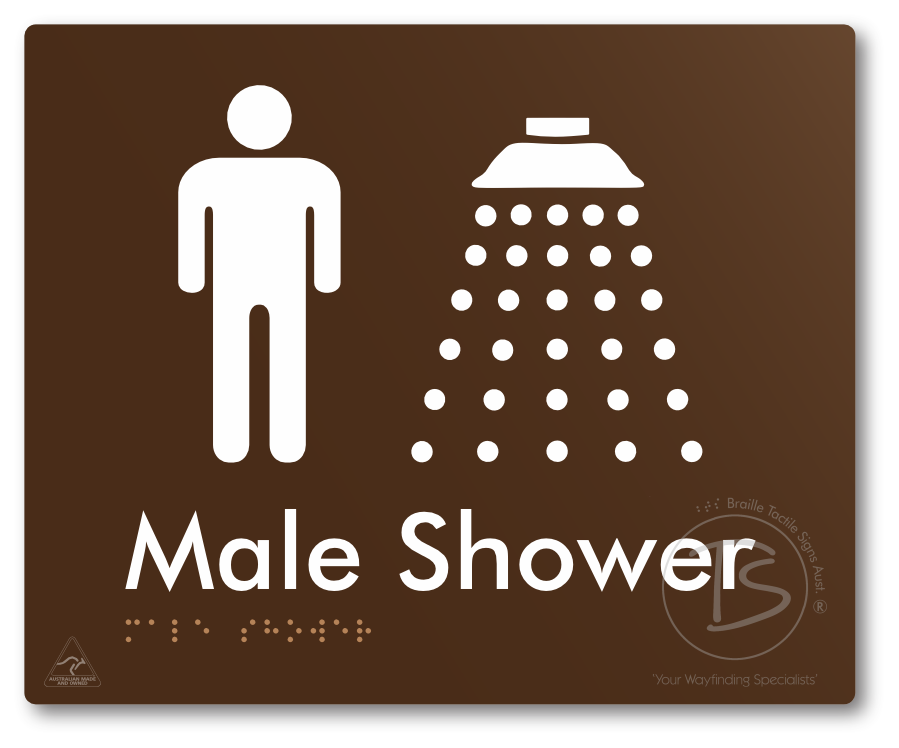Male Shower - Braille Tactile Signs Aust.