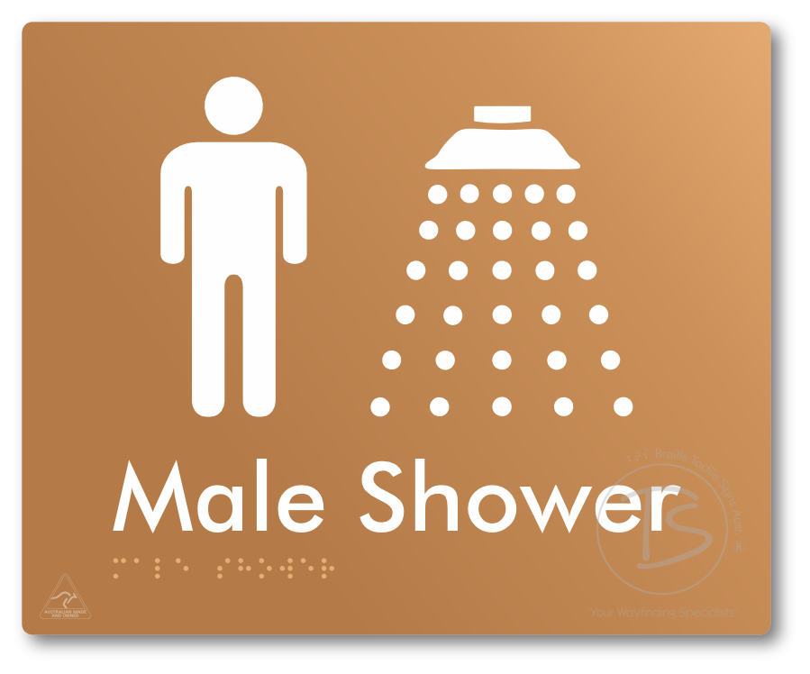Male Shower - Braille Tactile Signs Aust.