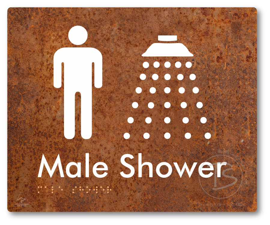 Male Shower - Braille Tactile Signs Aust.
