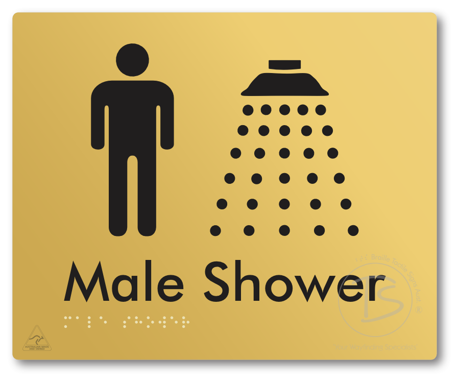 Male Shower - Braille Tactile Signs Aust.