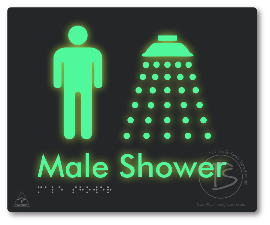 Male Shower - Braille Tactile Signs Aust.
