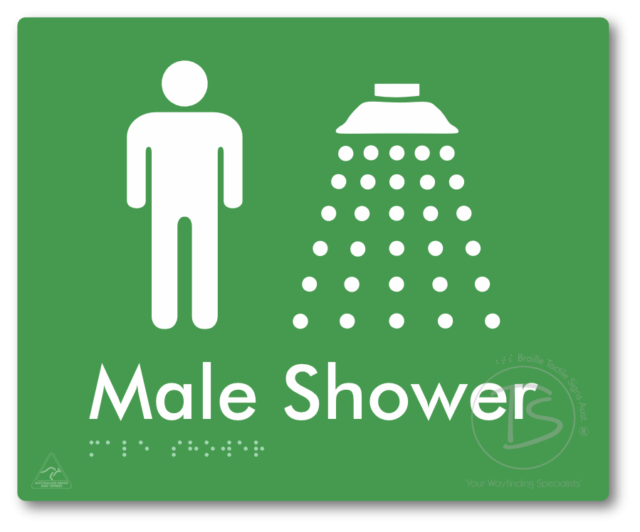 Male Shower - Braille Tactile Signs Aust.