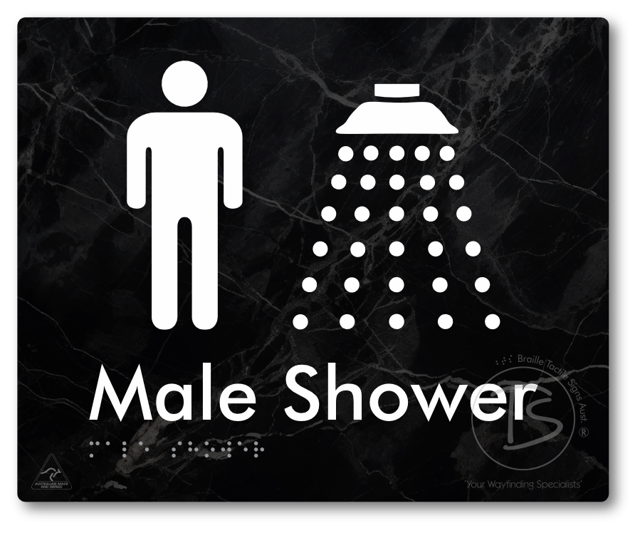 Male Shower - Braille Tactile Signs Aust.