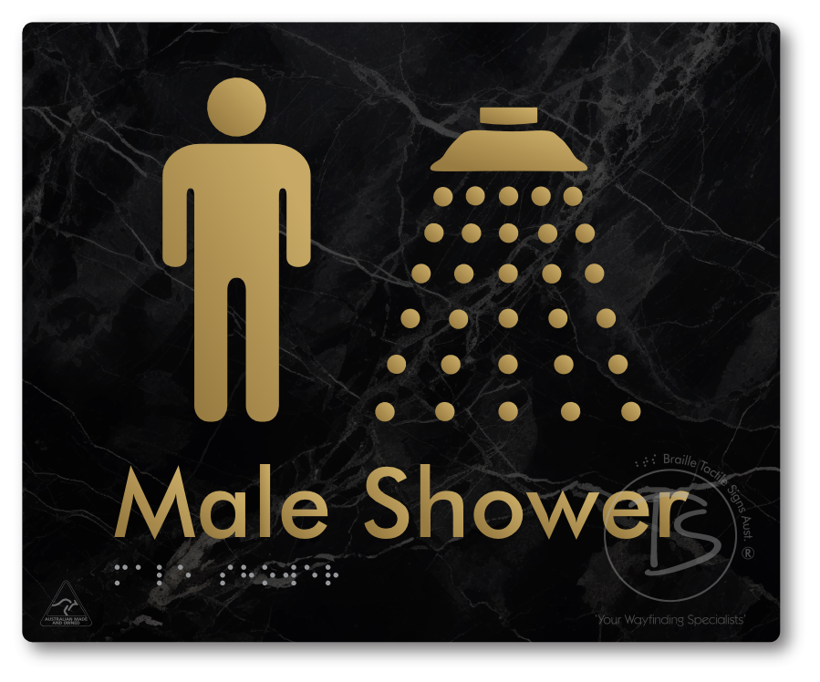 Male Shower - Braille Tactile Signs Aust.