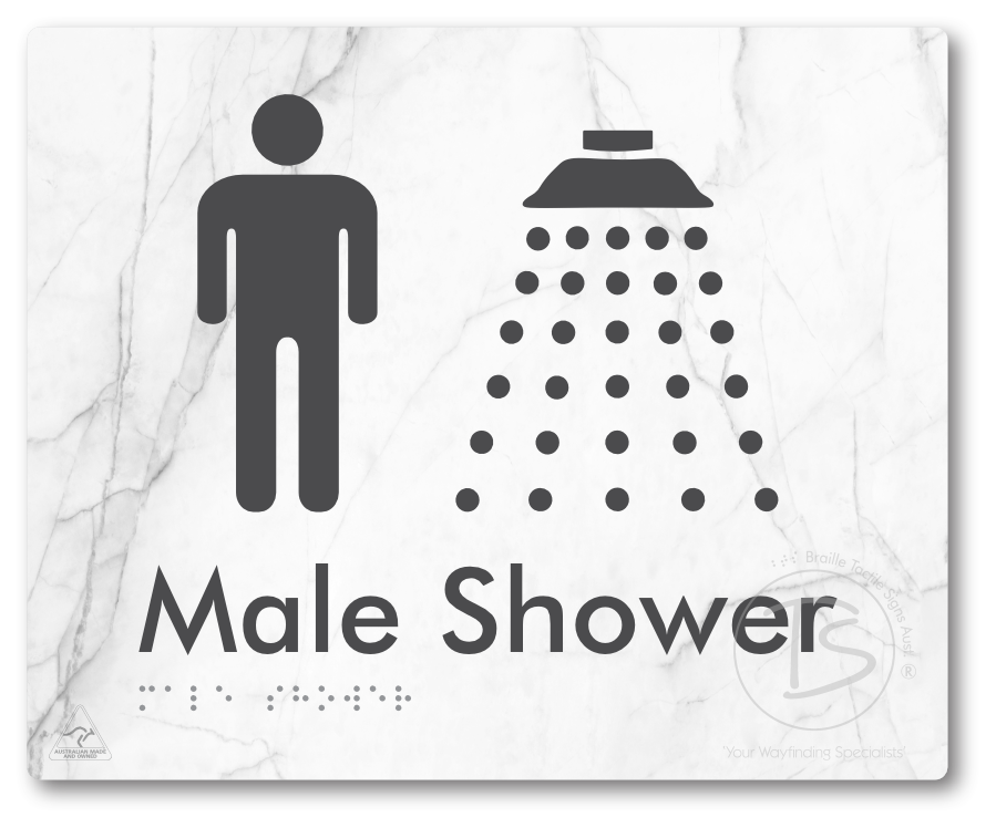 Male Shower - Braille Tactile Signs Aust.