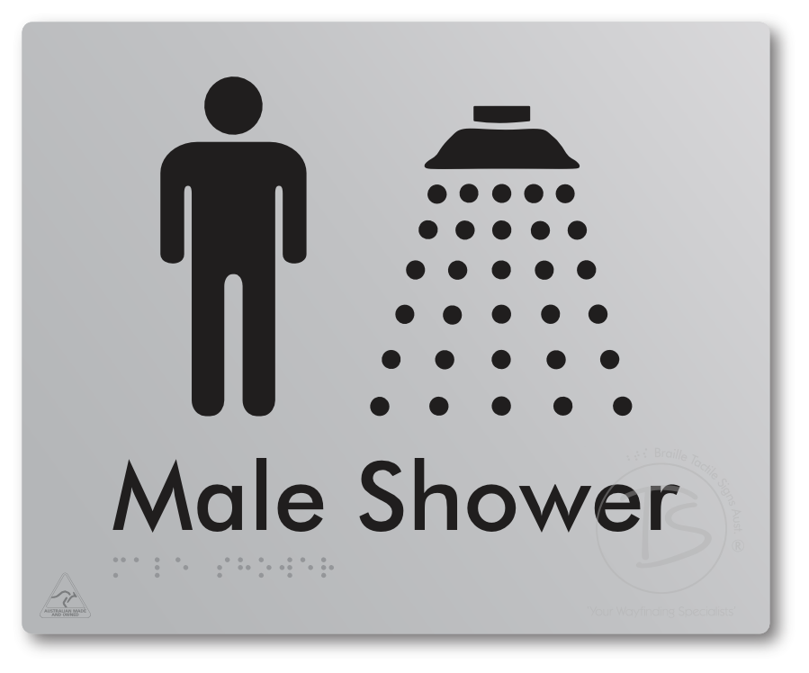 Male Shower - Braille Tactile Signs Aust.