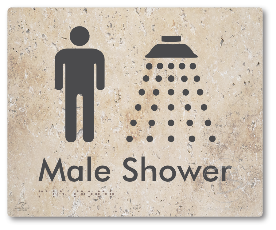 Male Shower - Braille Tactile Signs Aust.