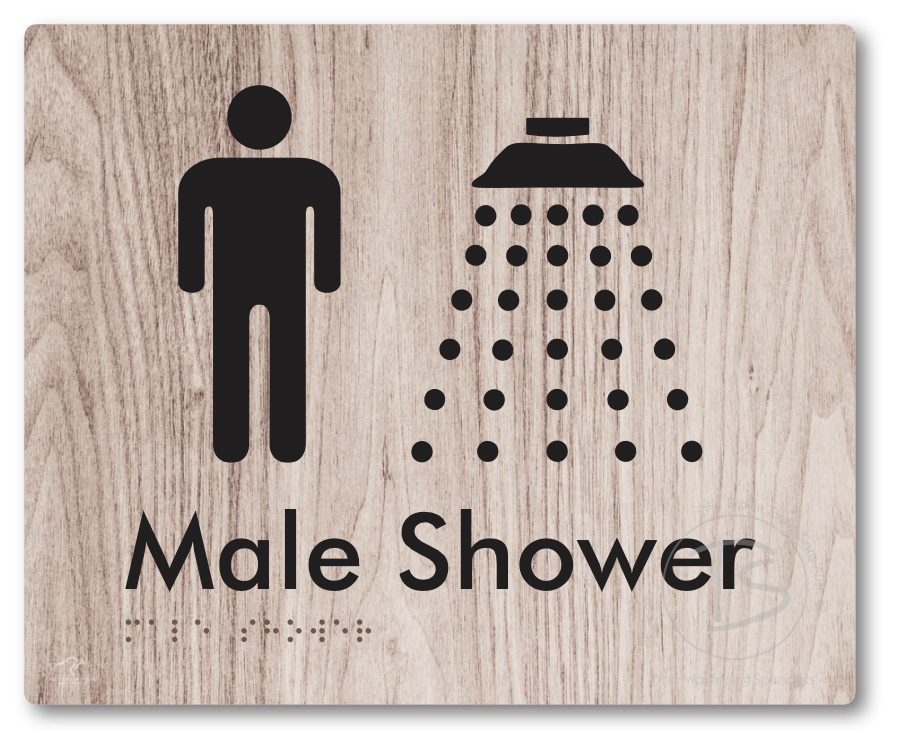 Male Shower - Braille Tactile Signs Aust.