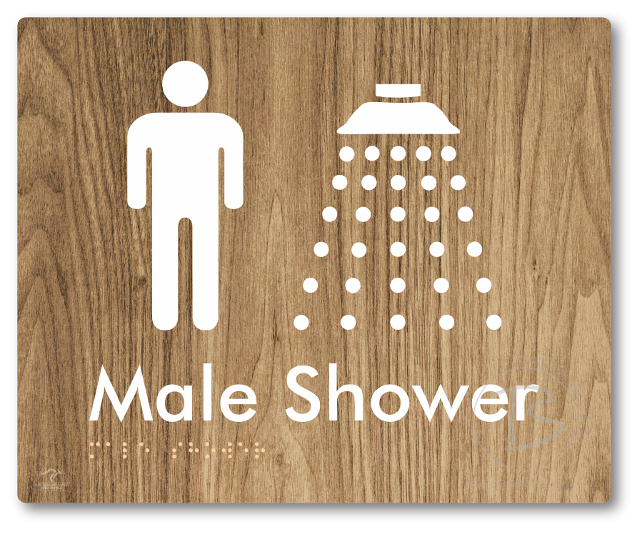 Male Shower - Braille Tactile Signs Aust.