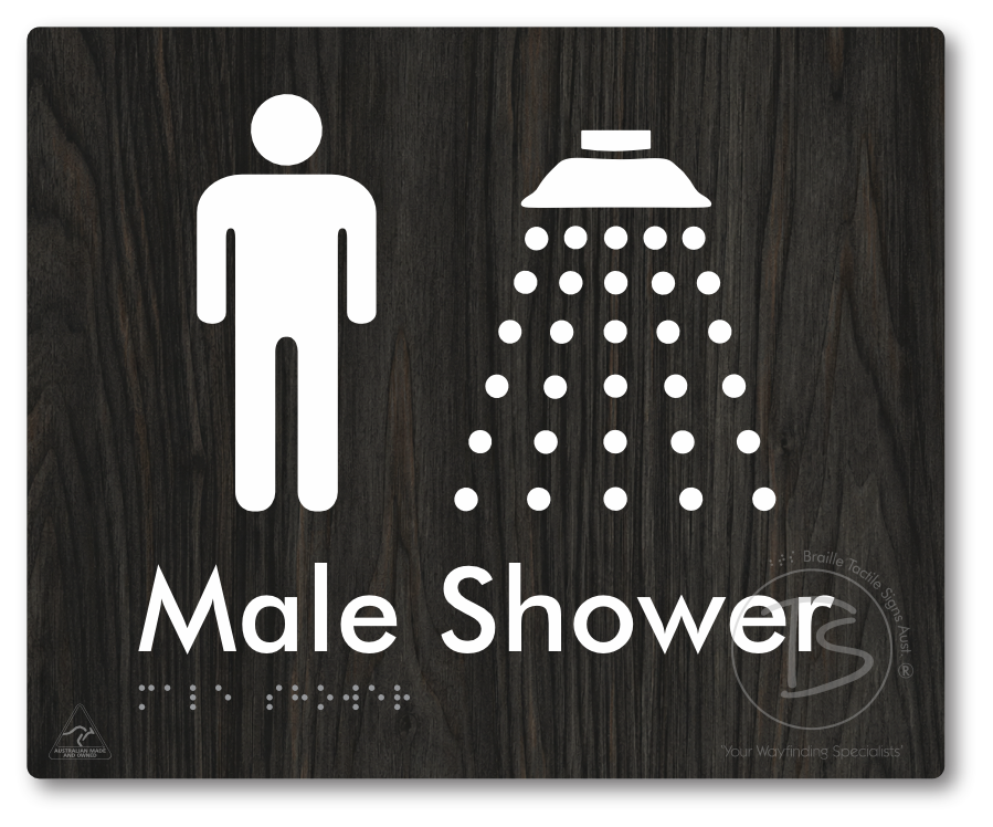 Male Shower - Braille Tactile Signs Aust.