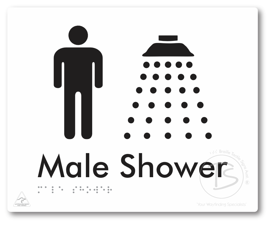 Male Shower - Braille Tactile Signs Aust.
