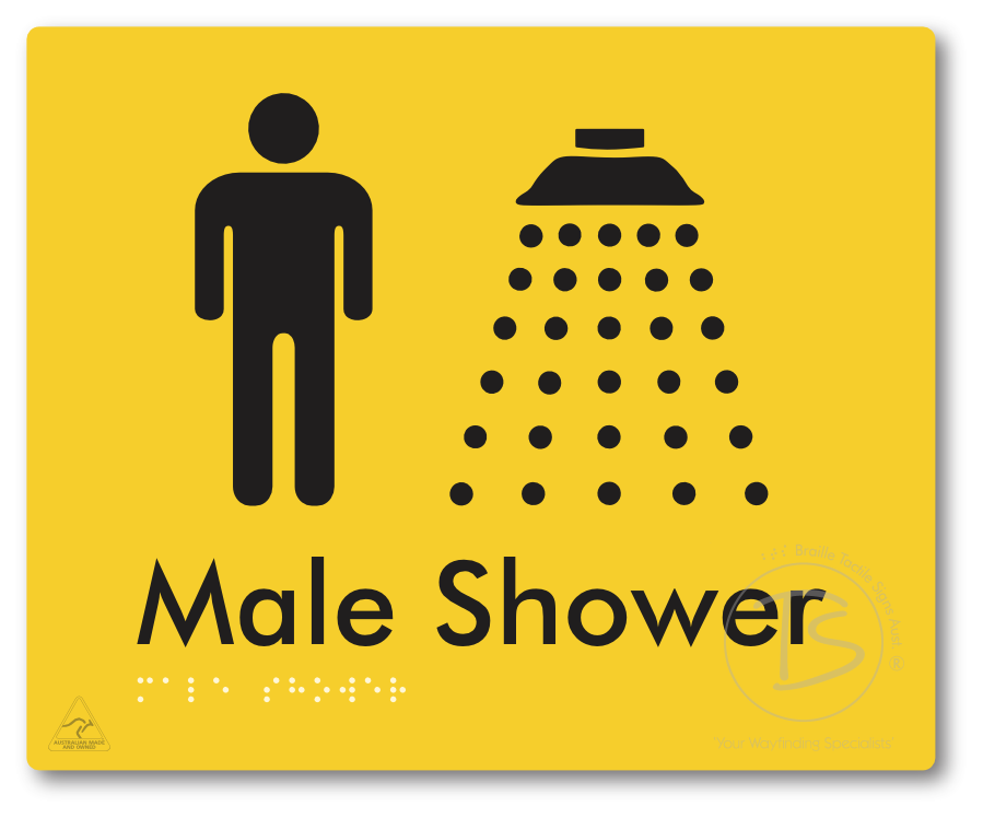 Male Shower - Braille Tactile Signs Aust.