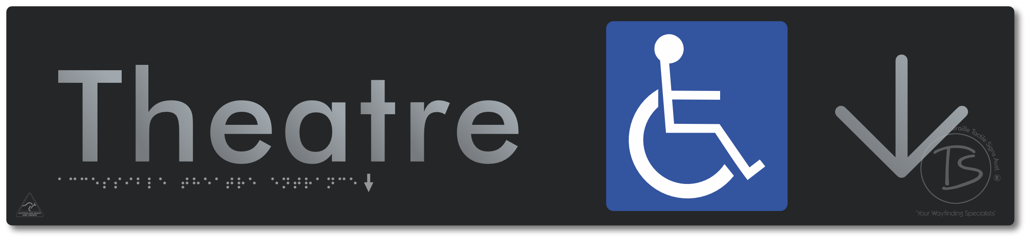 Accessible Theatre Entrance with Large Directional Arrow
