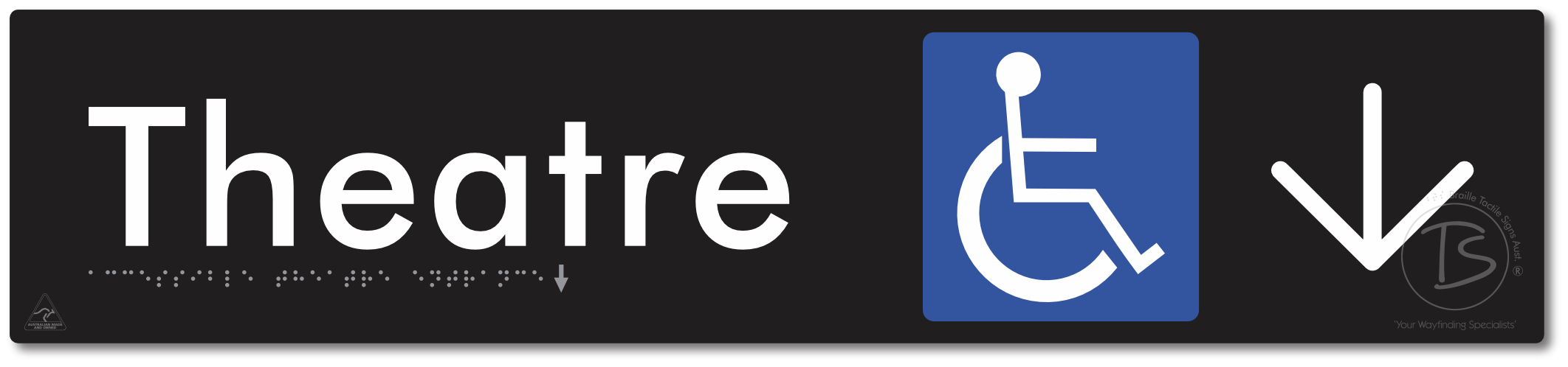Accessible Theatre Entrance with Large Directional Arrow
