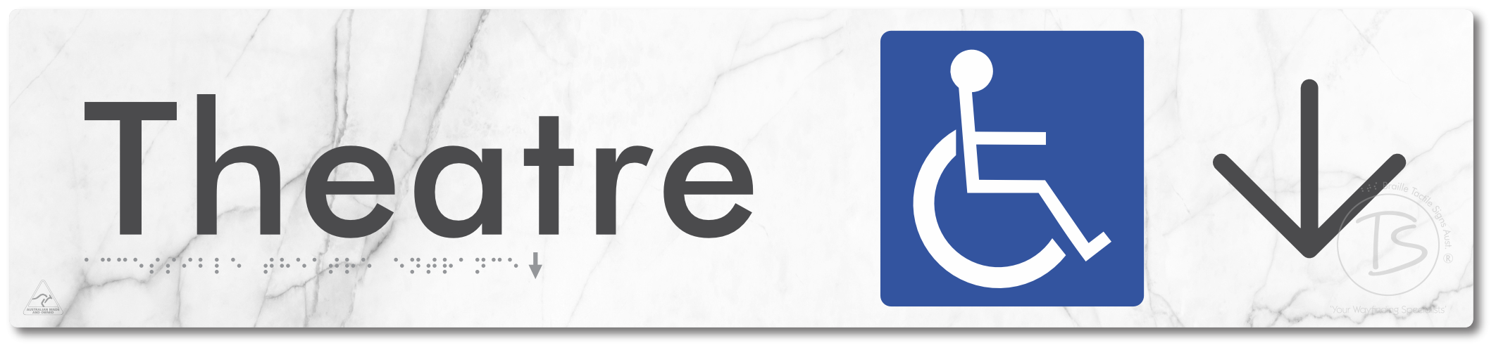 Accessible Theatre Entrance with Large Directional Arrow