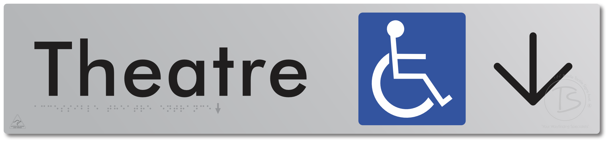 Accessible Theatre Entrance with Large Directional Arrow