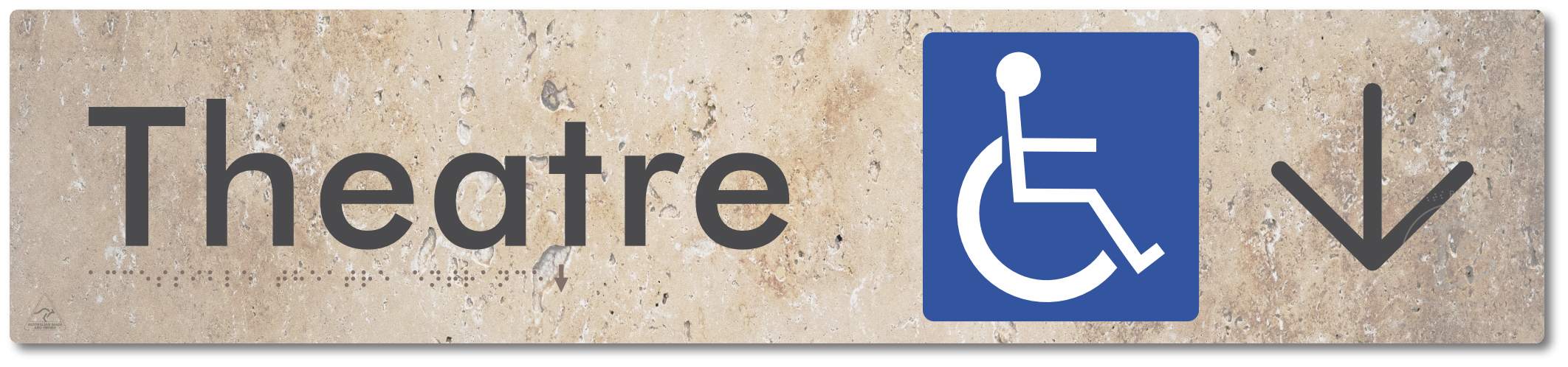Accessible Theatre Entrance with Large Directional Arrow