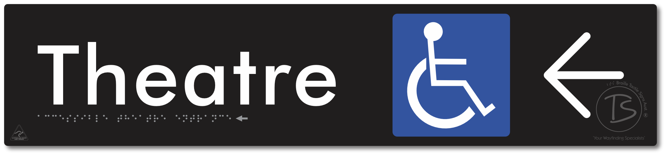 Accessible Theatre Entrance with Large Directional Arrow
