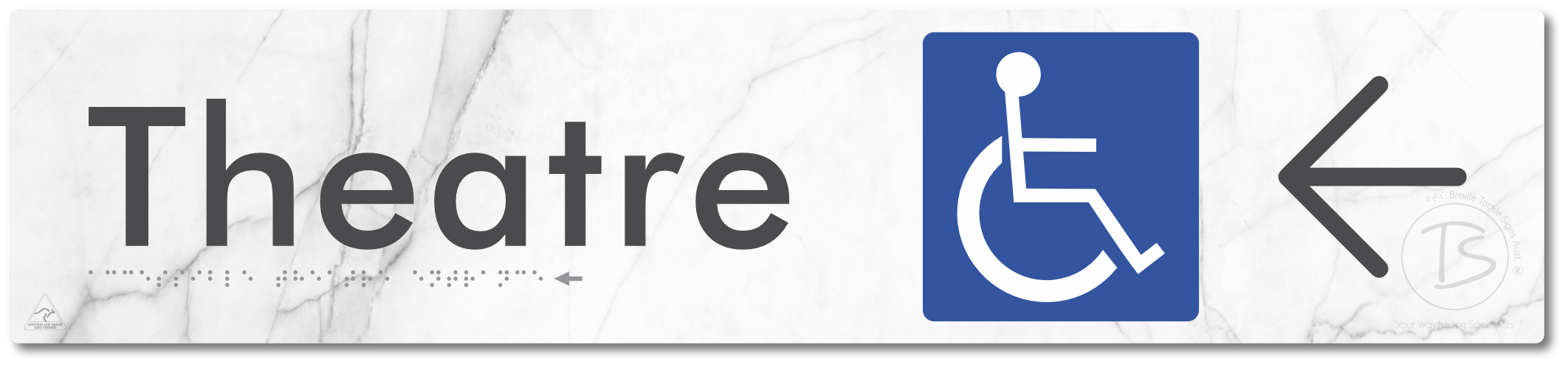 Accessible Theatre Entrance with Large Directional Arrow
