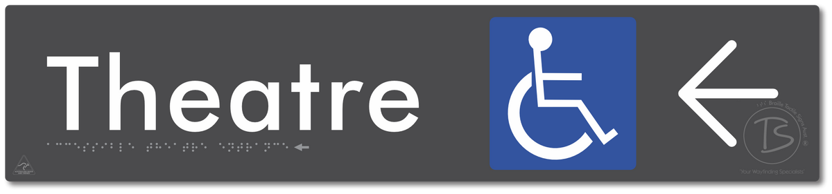 Accessible Theatre Entrance with Large Directional Arrow