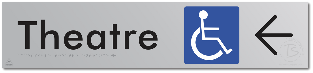Accessible Theatre Entrance with Large Directional Arrow