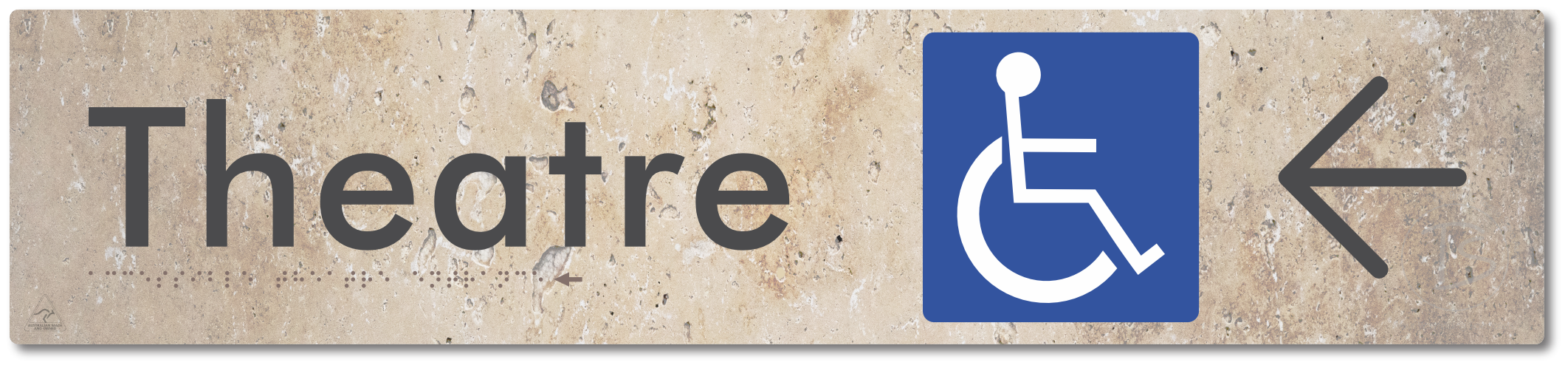 Accessible Theatre Entrance with Large Directional Arrow