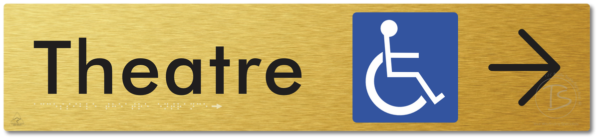 Accessible Theatre Entrance with Large Directional Arrow