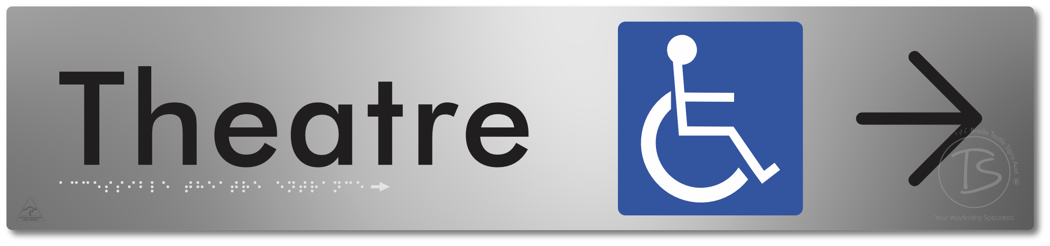 Accessible Theatre Entrance with Large Directional Arrow