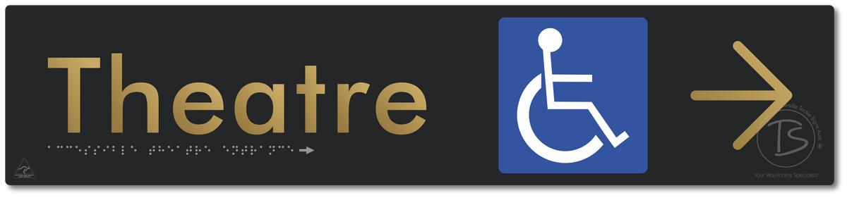 Accessible Theatre Entrance with Large Directional Arrow