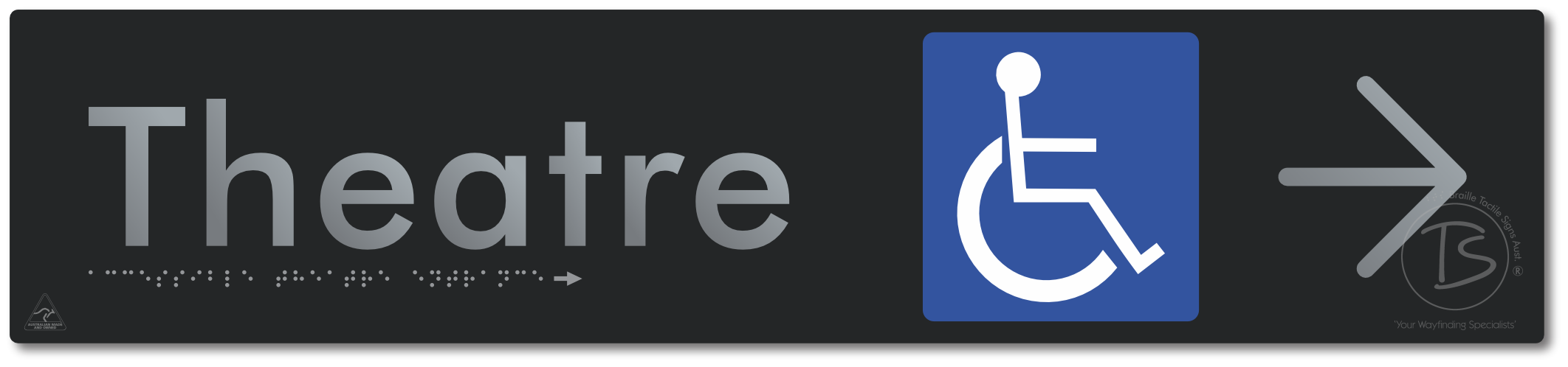 Accessible Theatre Entrance with Large Directional Arrow