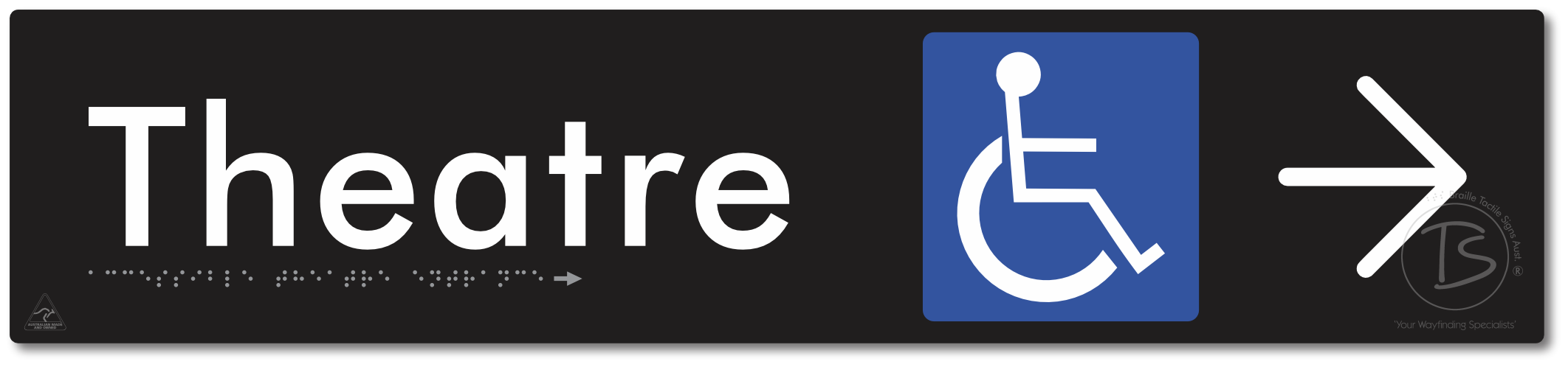Accessible Theatre Entrance with Large Directional Arrow