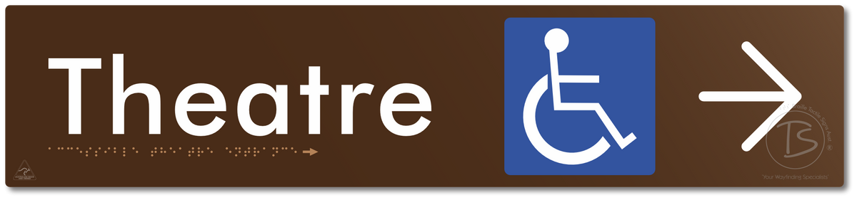 Accessible Theatre Entrance with Large Directional Arrow