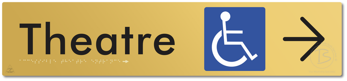 Accessible Theatre Entrance with Large Directional Arrow