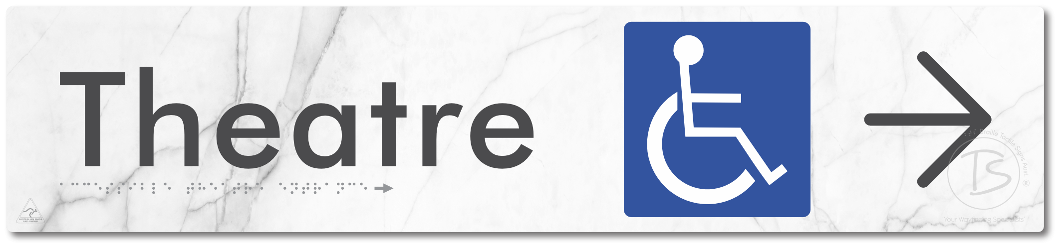 Accessible Theatre Entrance with Large Directional Arrow