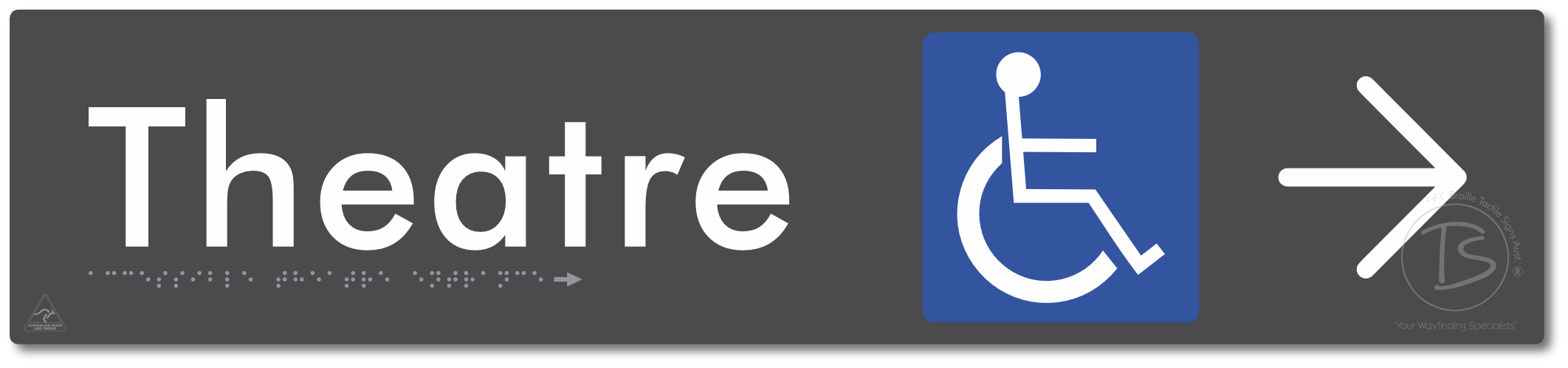 Accessible Theatre Entrance with Large Directional Arrow
