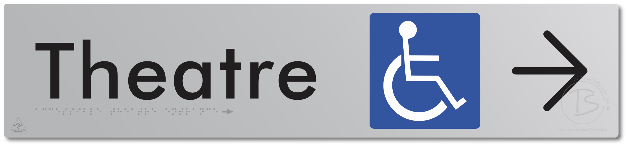Accessible Theatre Entrance with Large Directional Arrow