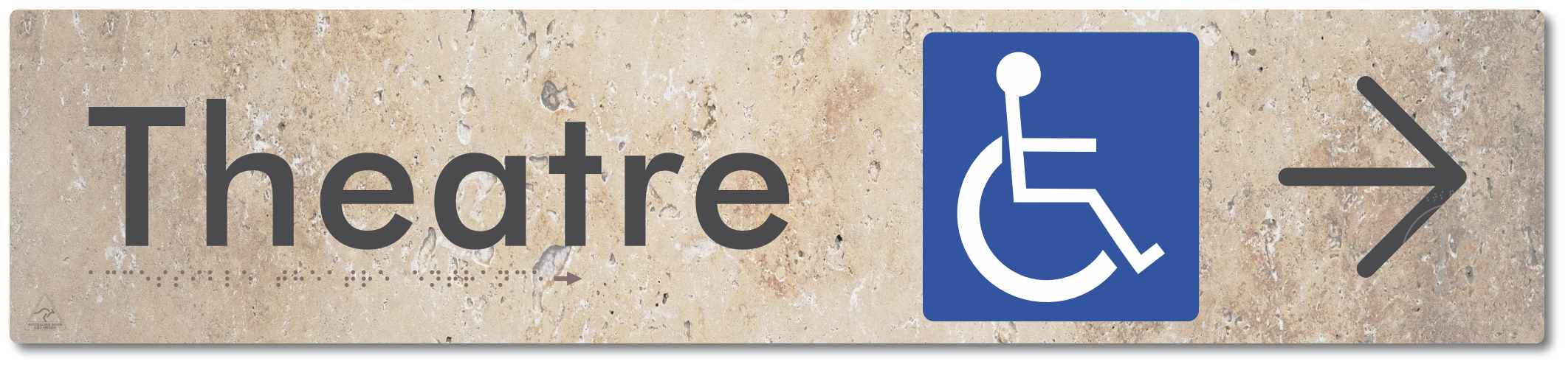 Accessible Theatre Entrance with Large Directional Arrow
