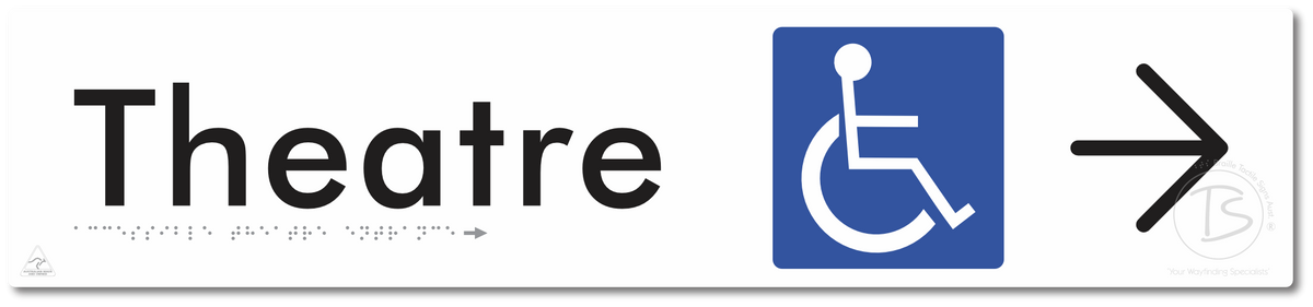 Accessible Theatre Entrance with Large Directional Arrow