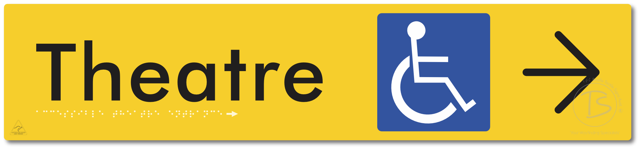 Accessible Theatre Entrance with Large Directional Arrow