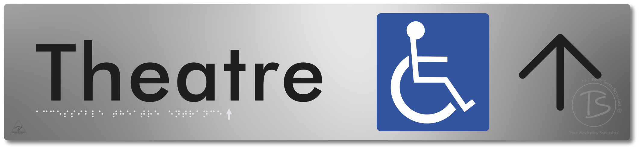 Accessible Theatre Entrance with Large Directional Arrow