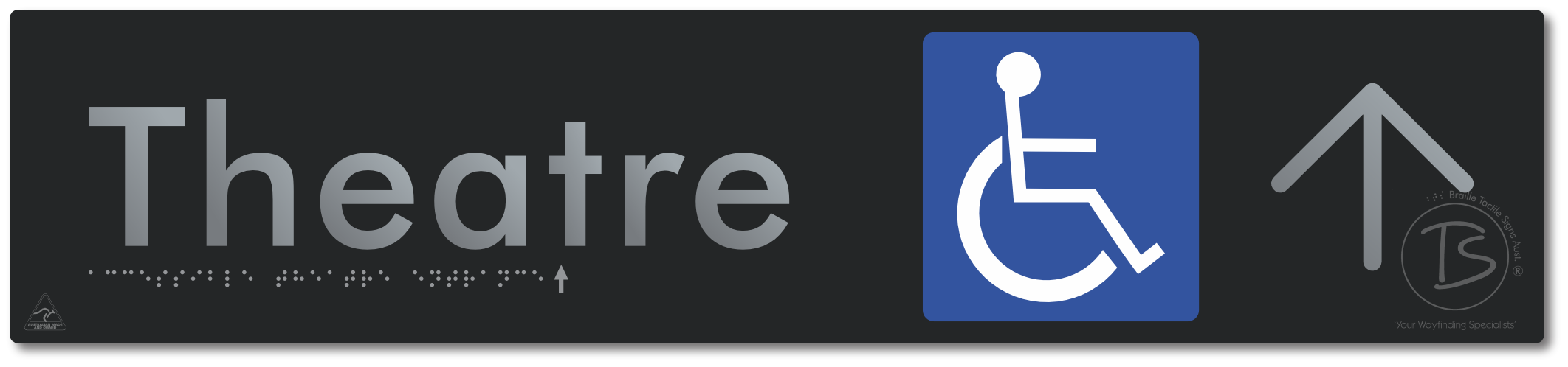 Accessible Theatre Entrance with Large Directional Arrow