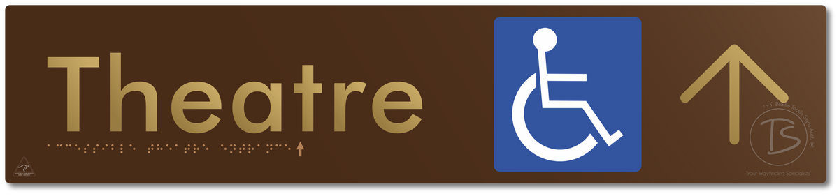 Accessible Theatre Entrance with Large Directional Arrow - Braille Tactile Signs Aust.