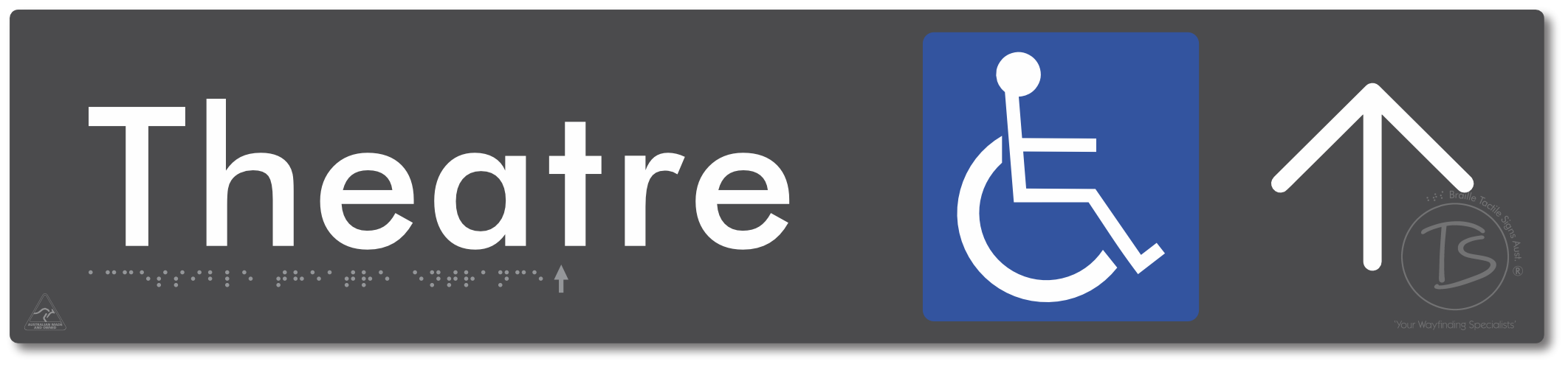 Accessible Theatre Entrance with Large Directional Arrow