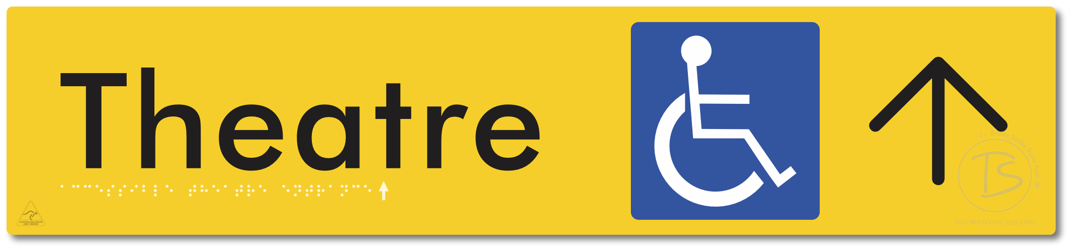 Accessible Theatre Entrance with Large Directional Arrow