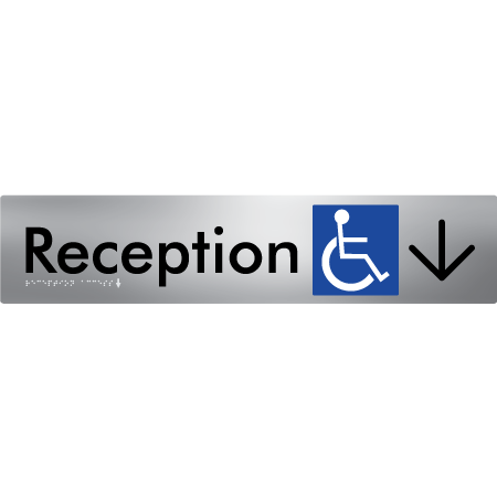 Reception Access with Large Directional Arrow - Braille Tactile Signs Aust.