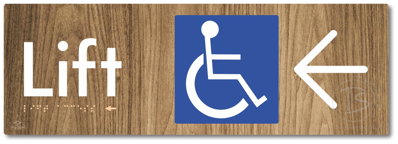 Lift Access with Large Directional Arrow - Braille Tactile Signs Aust.